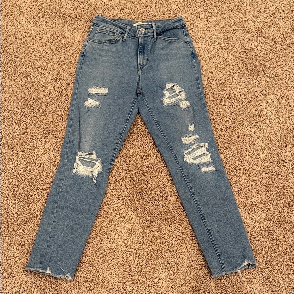 Stylish Distressed Blue Skinny Jeans